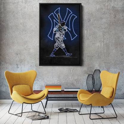 Babe Ruth Neon Canvas Art | Yankees Wall Decor