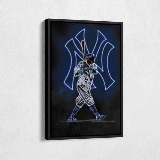 Babe Ruth Neon Canvas Art | Yankees Wall Decor