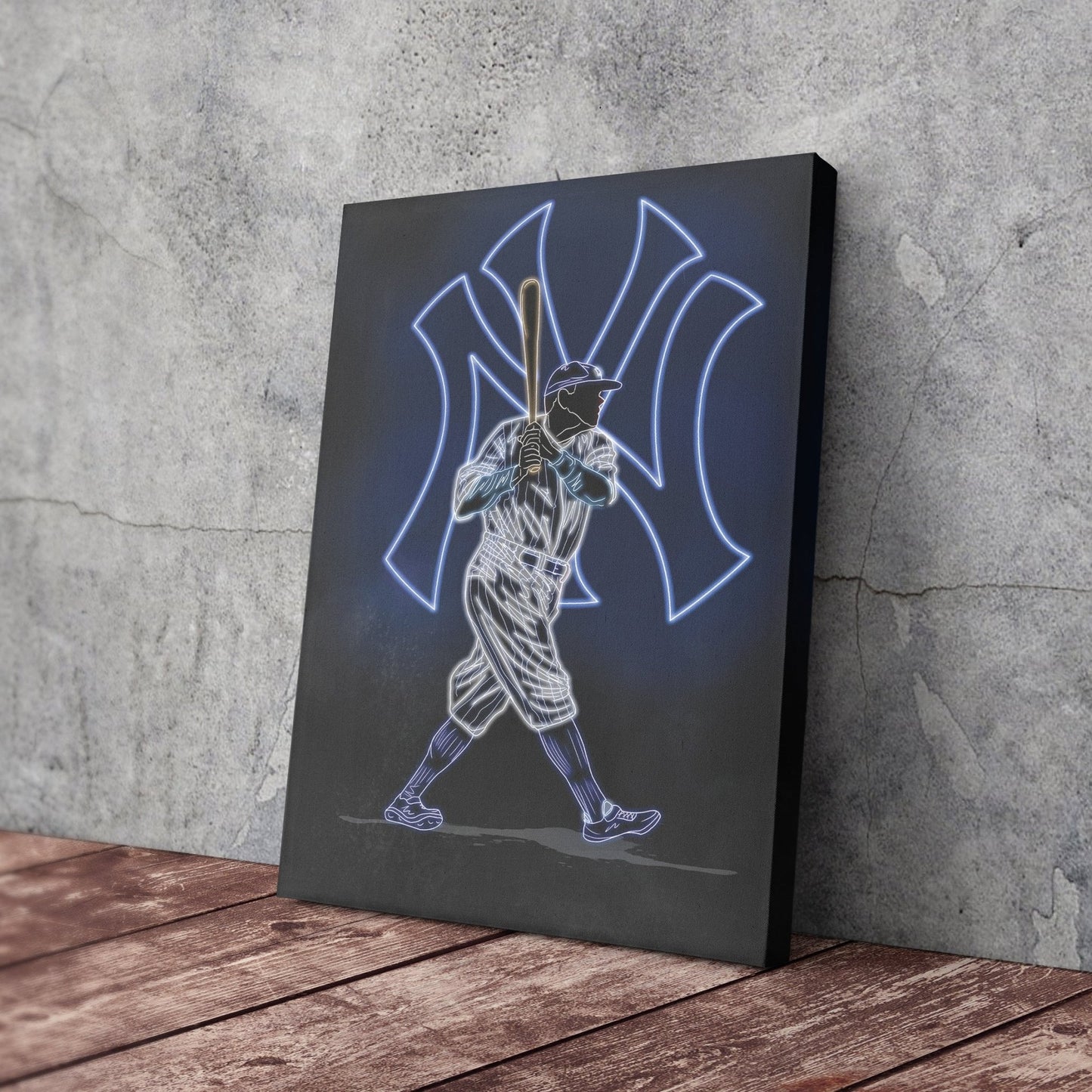 Babe Ruth Neon Canvas Art | Yankees Wall Decor