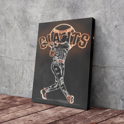 Barry Bonds Neon Canvas Art | Giants Wall Decor