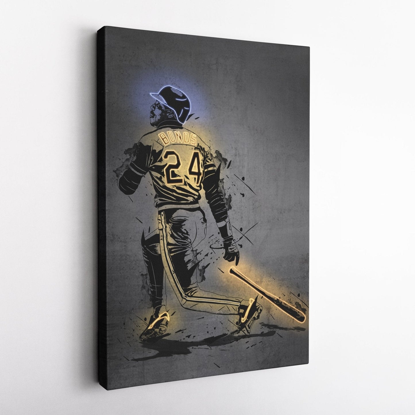 Barry Bonds Neon Canvas Art | Modern Wall Decor for Pirates Fans