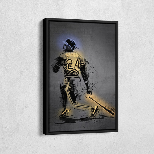 Barry Bonds Neon Canvas Art | Modern Wall Decor for Pirates Fans