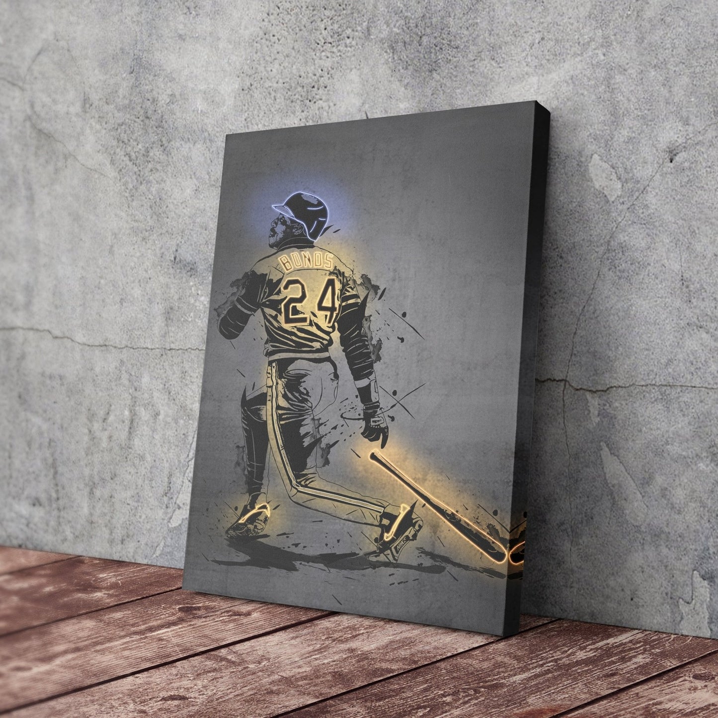Barry Bonds Neon Canvas Art | Modern Wall Decor for Pirates Fans
