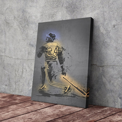 Barry Bonds Neon Canvas Art | Modern Wall Decor for Pirates Fans