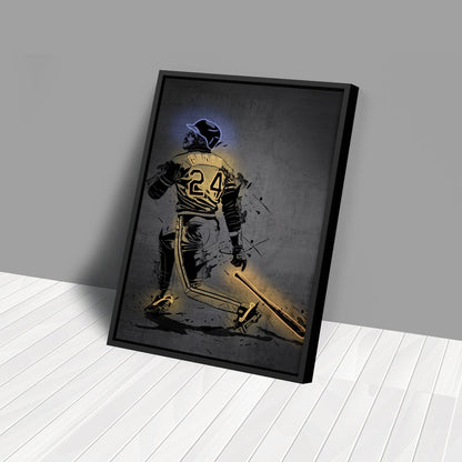 Barry Bonds Neon Canvas Art | Modern Wall Decor for Pirates Fans