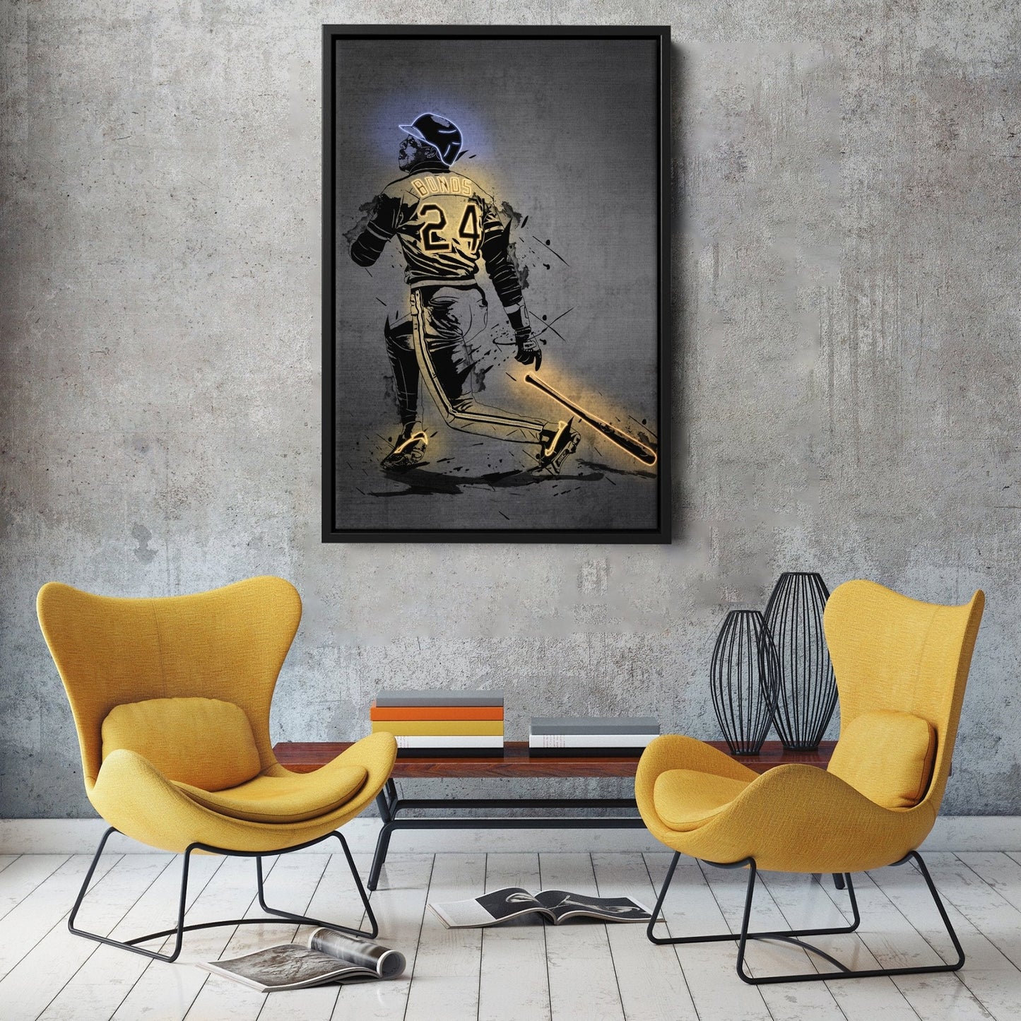 Barry Bonds Neon Canvas Art | Modern Wall Decor for Pirates Fans