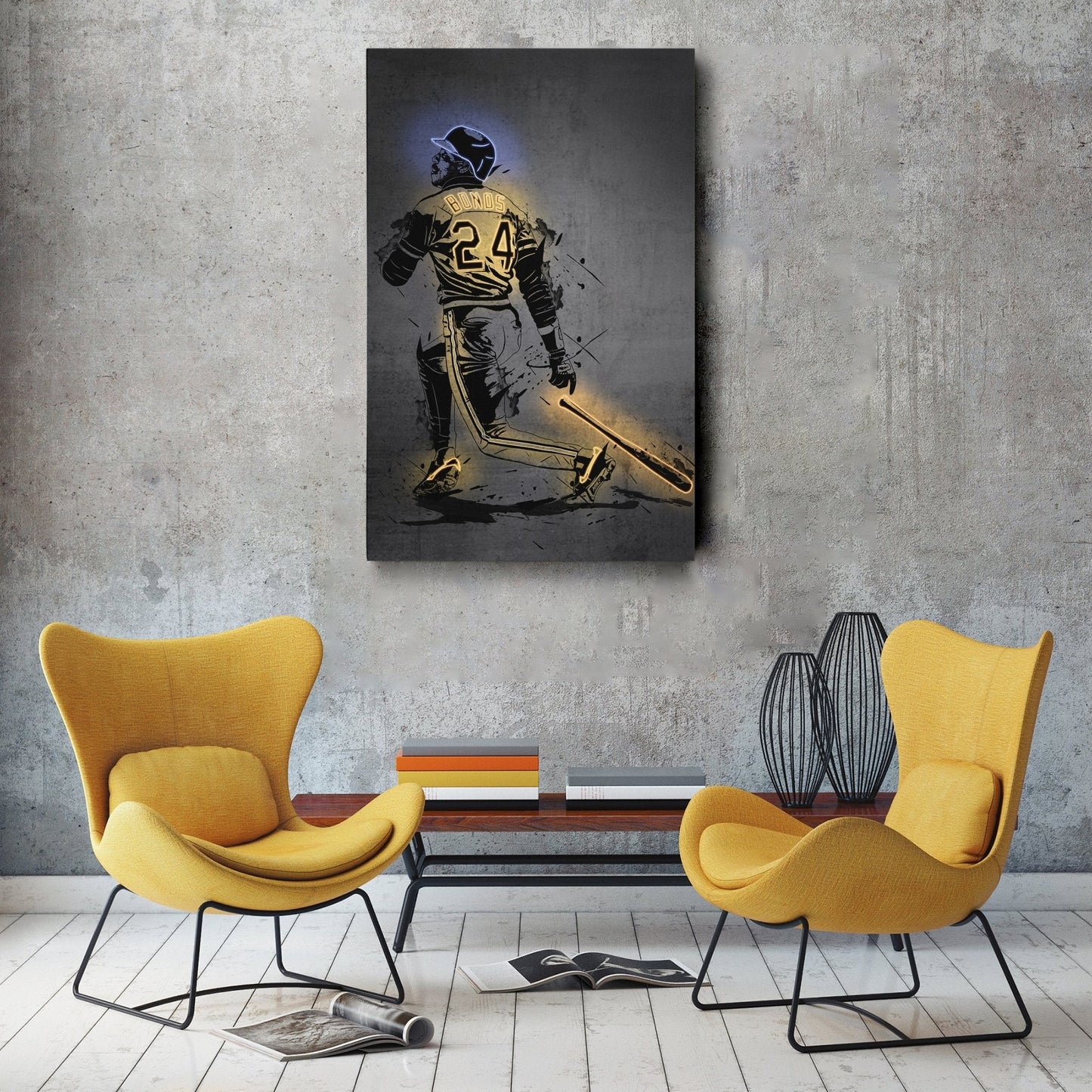 Barry Bonds Neon Canvas Art | Modern Wall Decor for Pirates Fans