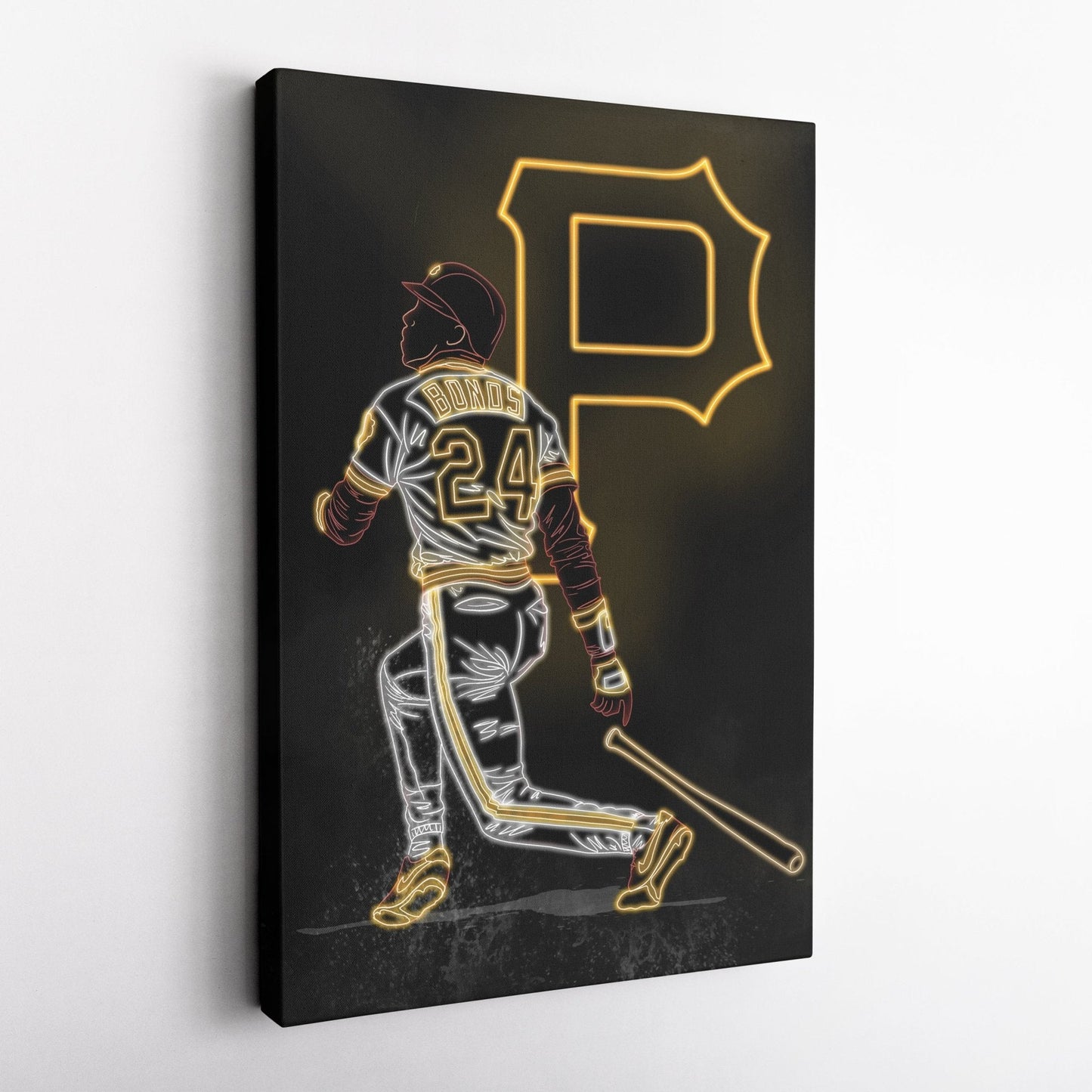 Barry Bonds Neon Canvas Art | Pirates Wall Decor