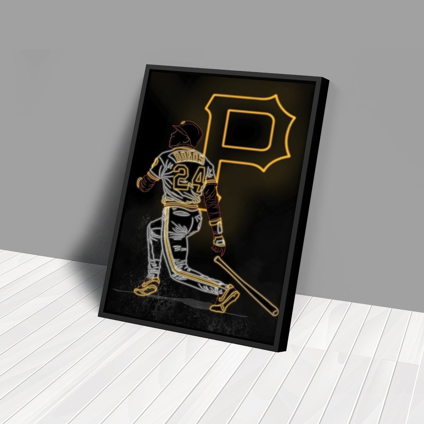 Barry Bonds Neon Canvas Art | Pirates Wall Decor