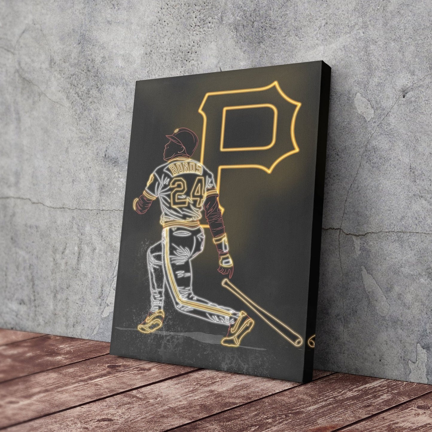 Barry Bonds Neon Canvas Art | Pirates Wall Decor