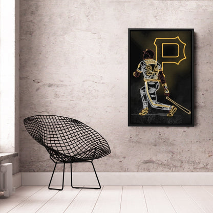 Barry Bonds Neon Canvas Art | Pirates Wall Decor