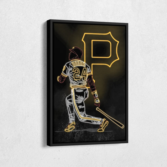 Barry Bonds Neon Canvas Art | Pirates Wall Decor