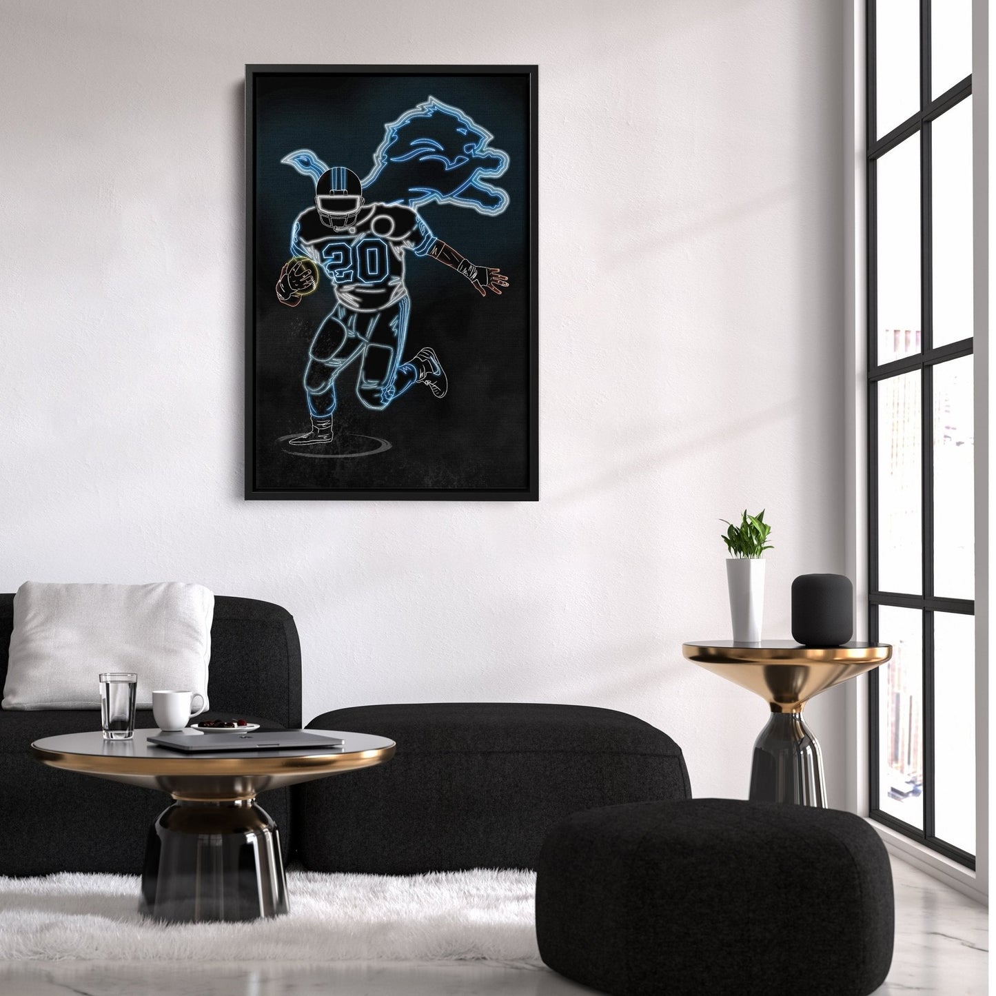 Barry Sanders Neon Canvas Art | Lions Wall Decor
