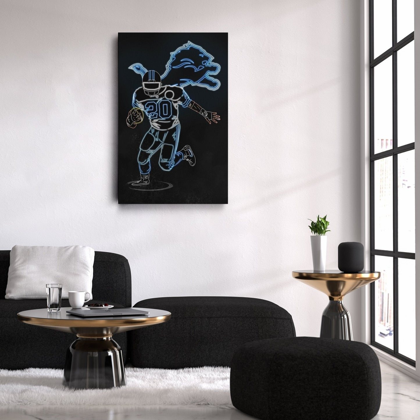 Barry Sanders Neon Canvas Art | Lions Wall Decor