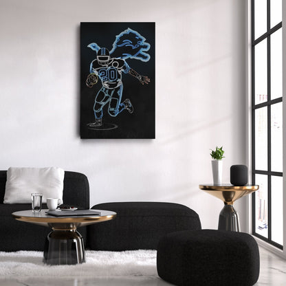 Barry Sanders Neon Canvas Art | Lions Wall Decor