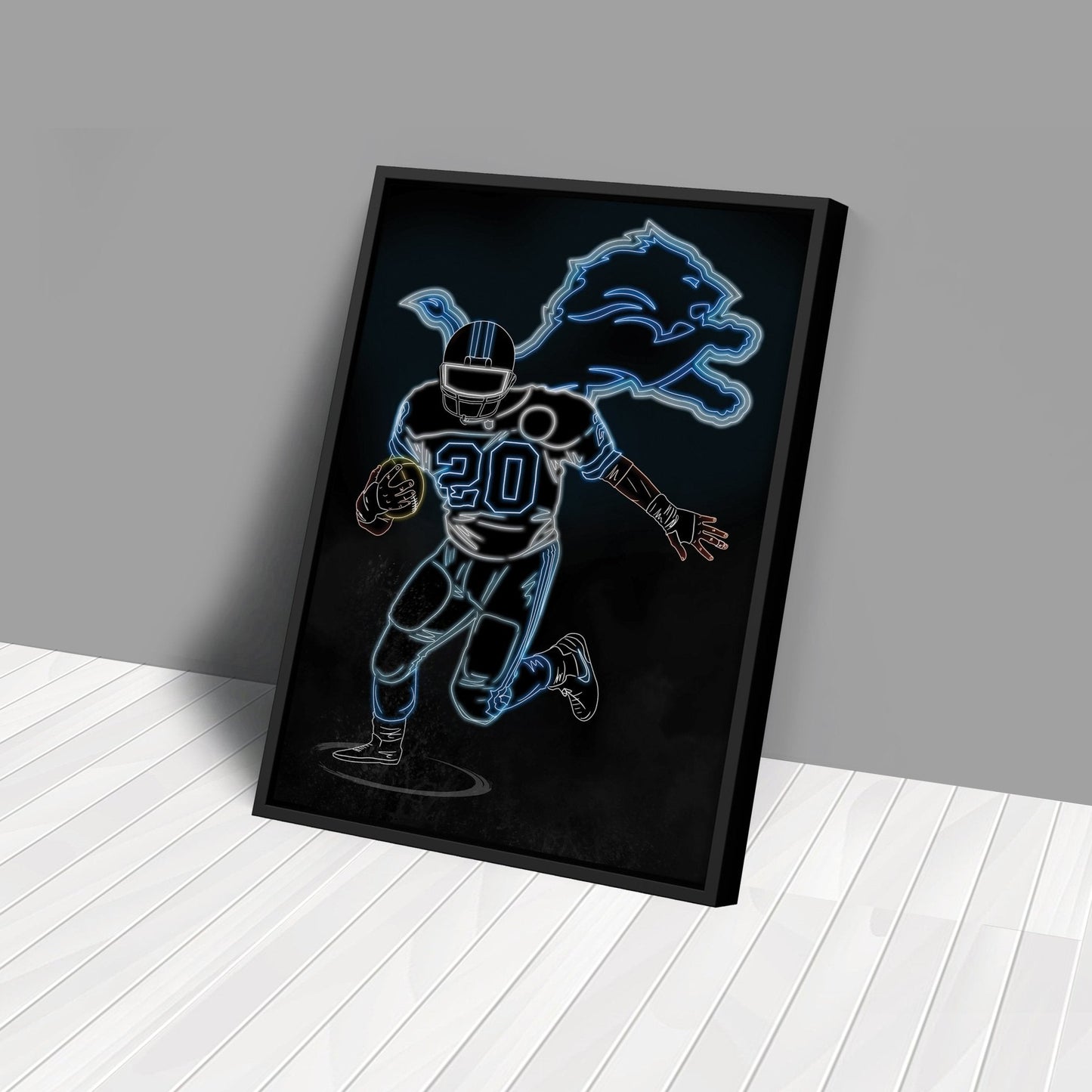 Barry Sanders Neon Canvas Art | Lions Wall Decor