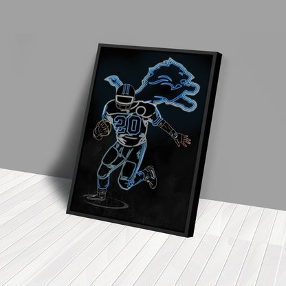 Barry Sanders Neon Canvas Art | Lions Wall Decor