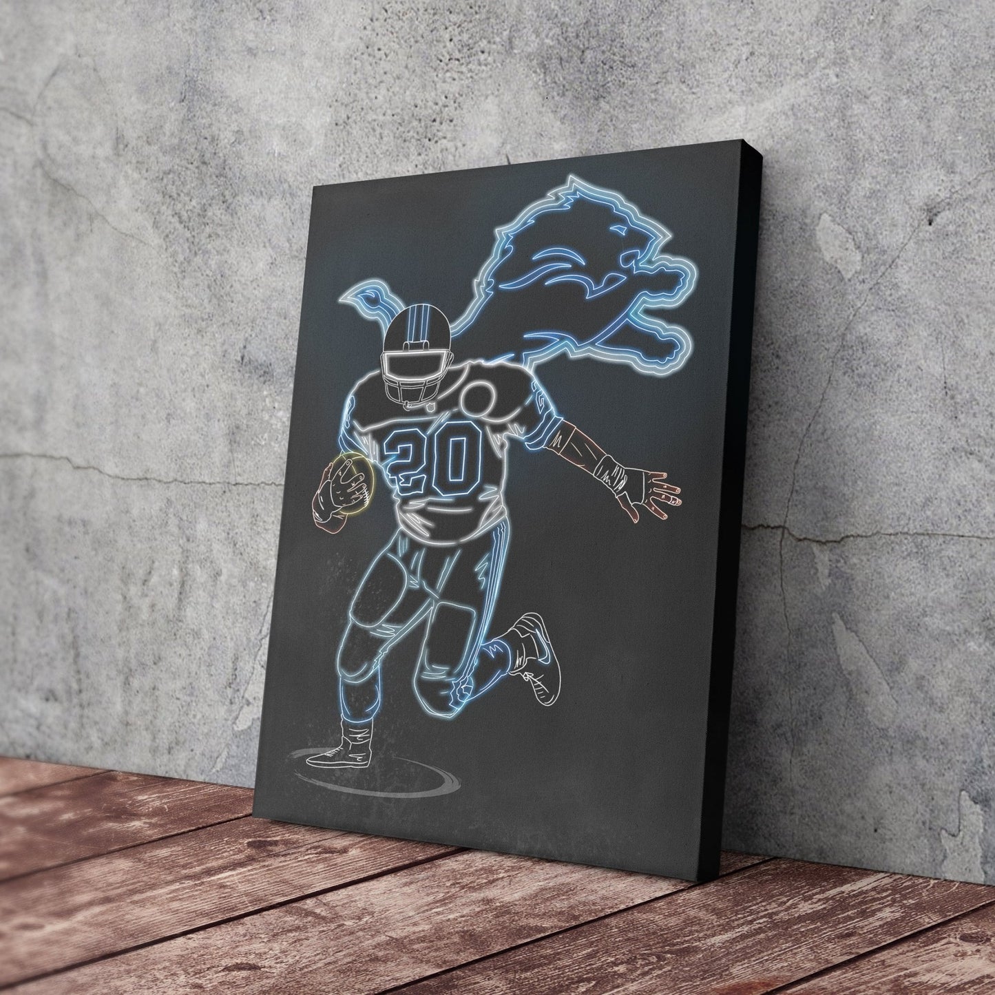 Barry Sanders Neon Canvas Art | Lions Wall Decor