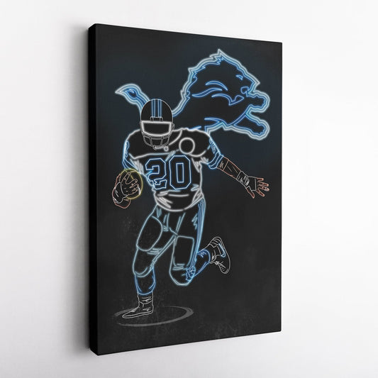 Barry Sanders Neon Canvas Art | Lions Wall Decor