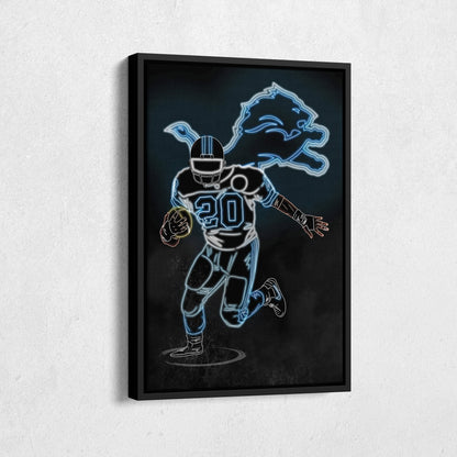 Barry Sanders Neon Canvas Art | Lions Wall Decor