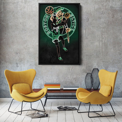 Bill Russell Neon Canvas Art | Celtics Wall Decor