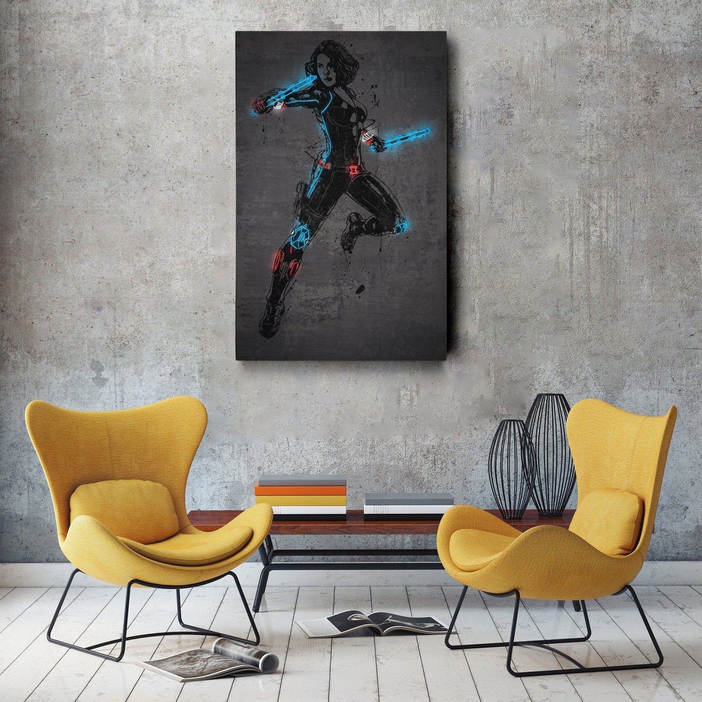 Black Widow Canvas | Marvel Neon Wall Art
