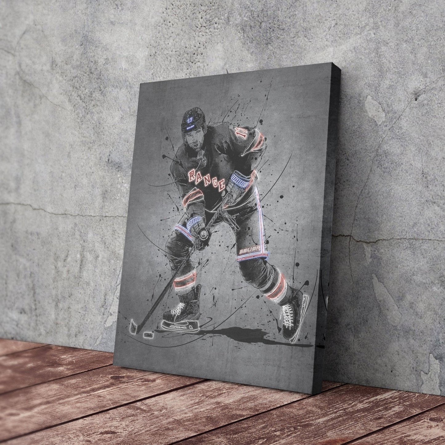 Blake Wheeler Neon Canvas Art | Modern Wall Decor for Rangers Fans