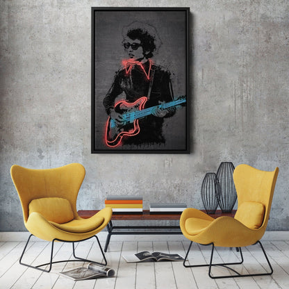 Bob Dylan Neon Canvas Art | Music Wall Decor