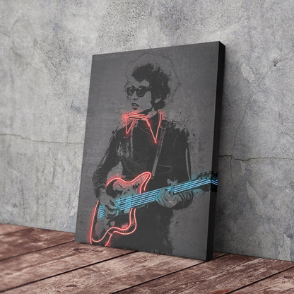 Bob Dylan Neon Canvas Art | Music Wall Decor
