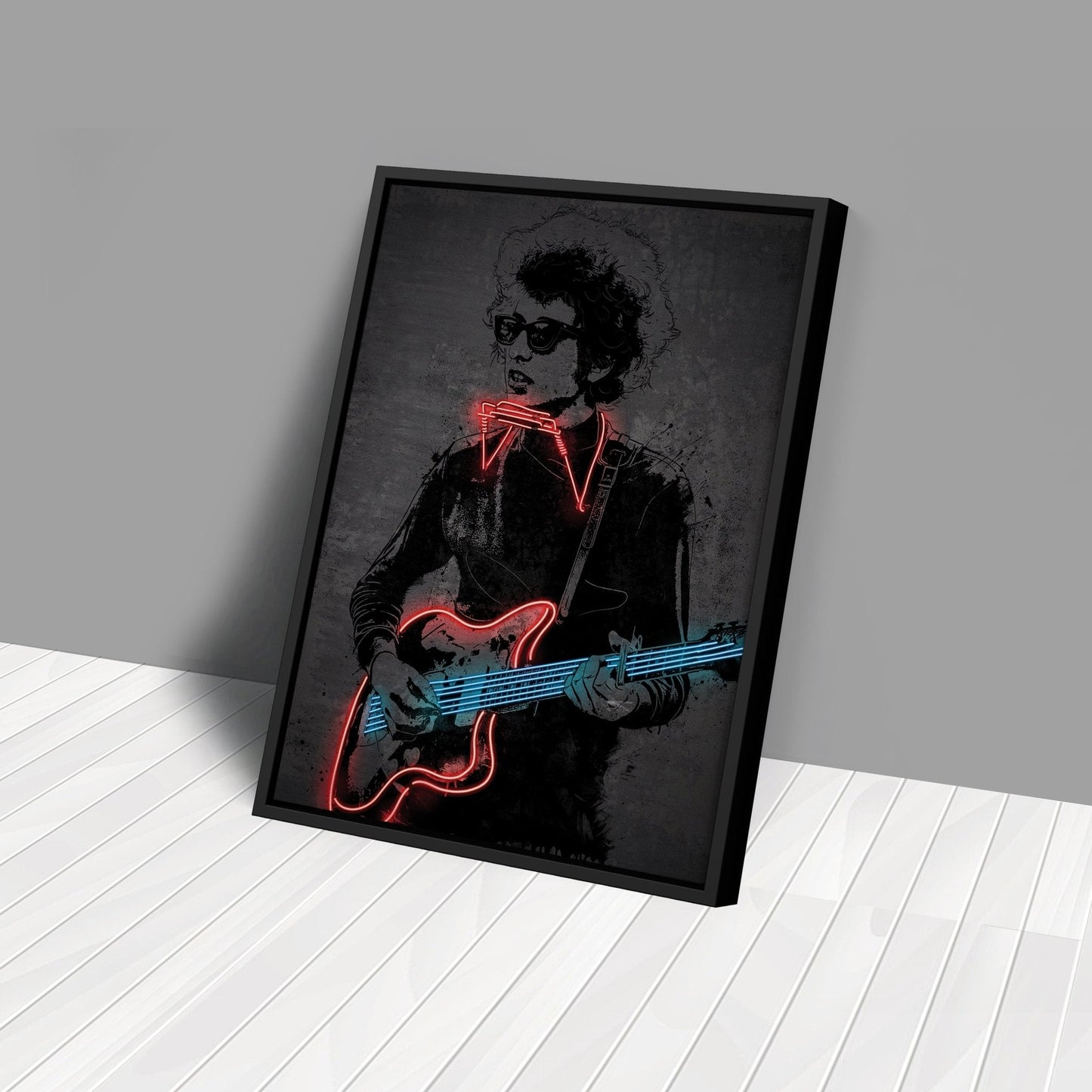 Bob Dylan Neon Canvas Art | Music Wall Decor