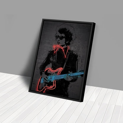 Bob Dylan Neon Canvas Art | Music Wall Decor