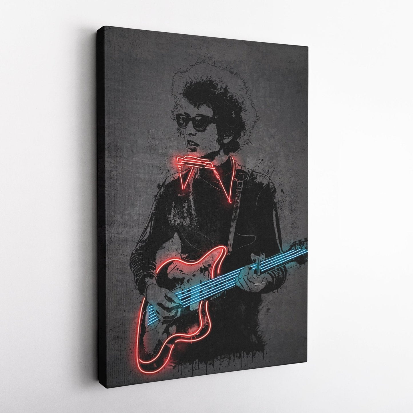 Bob Dylan Neon Canvas Art | Music Wall Decor