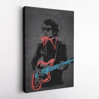 Bob Dylan Neon Canvas Art | Music Wall Decor