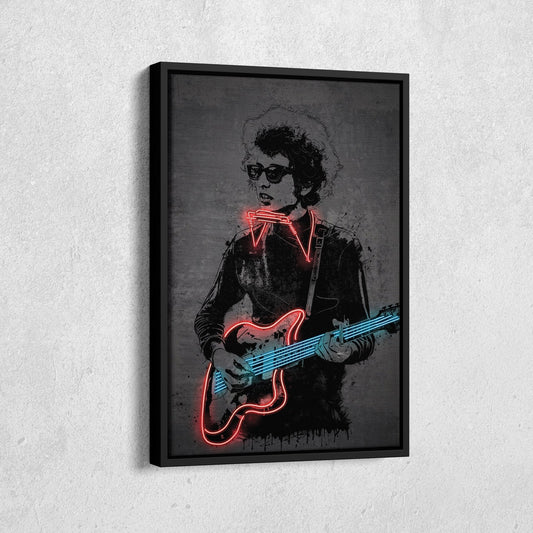 Bob Dylan Neon Canvas Art | Music Wall Decor