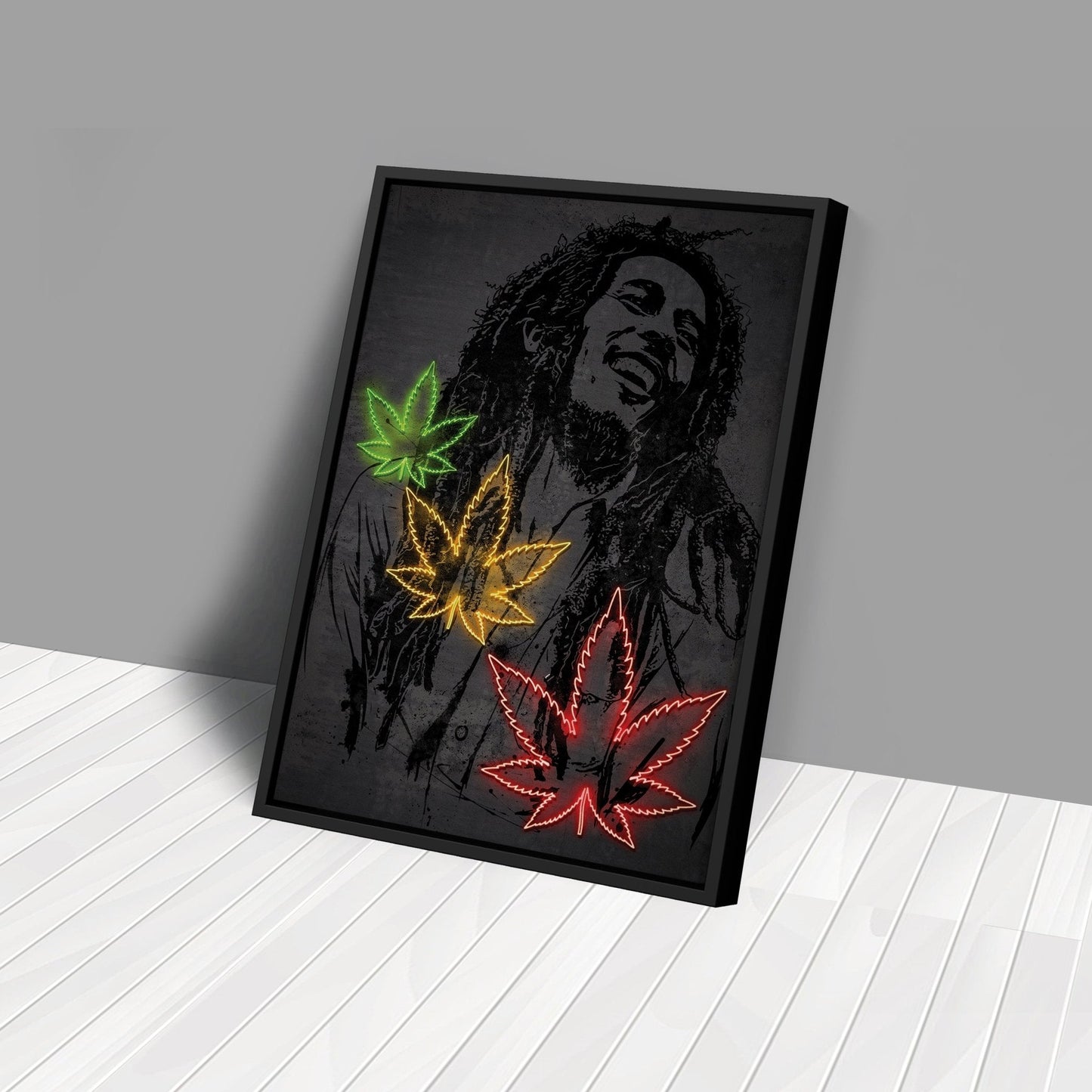 Bob Marley Neon Canvas Art | Music Wall Decor