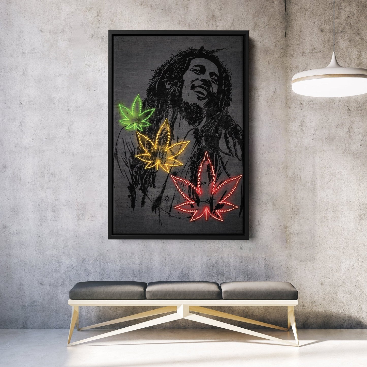 Bob Marley Neon Canvas Art | Music Wall Decor