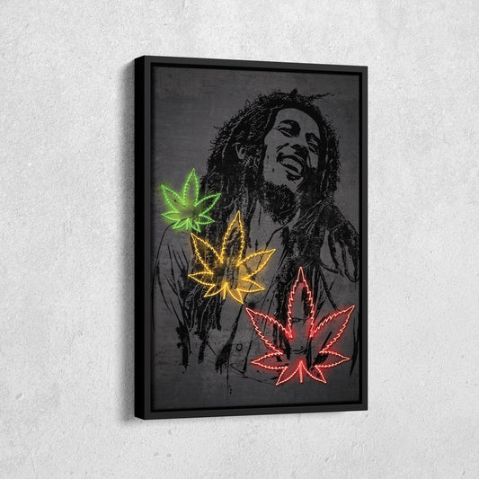 Bob Marley Neon Canvas Art | Music Wall Decor