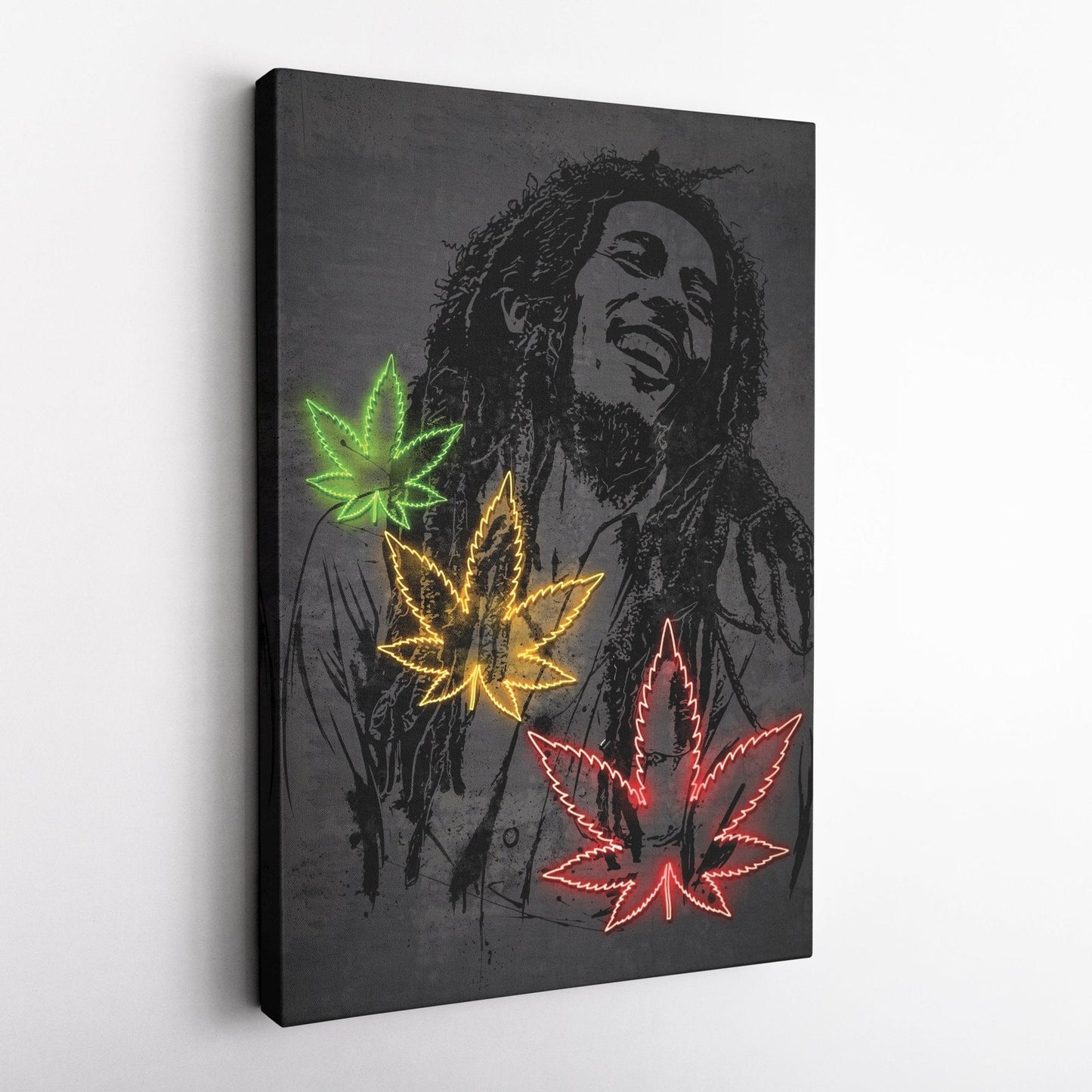 Bob Marley Neon Canvas Art | Music Wall Decor