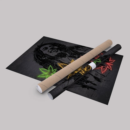 Bob Marley Neon Canvas Art | Music Wall Decor