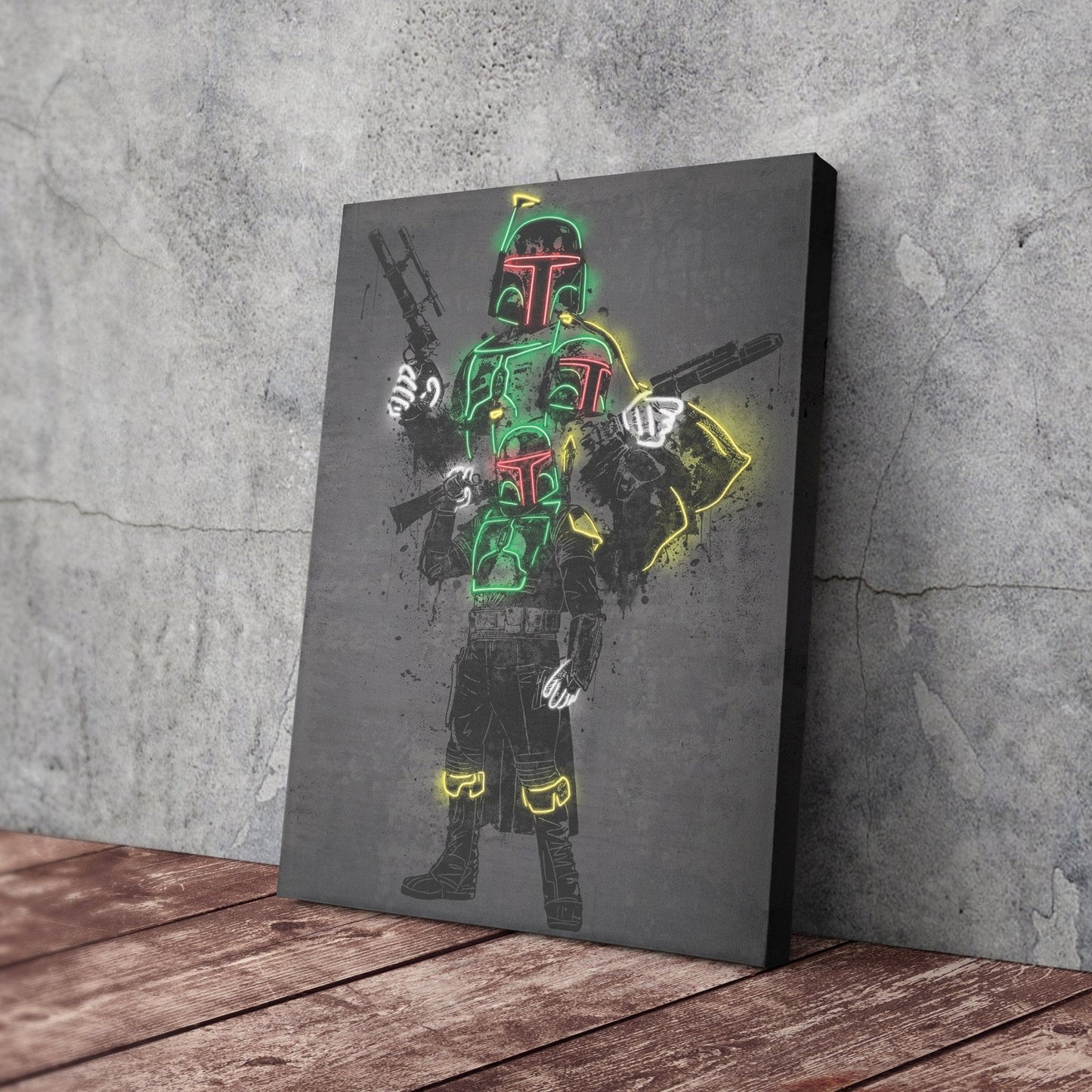 Boba Fett Canvas | Star Wars Neon Wall Art