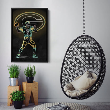Brett Favre Neon Canvas Art | Packers Wall Decor