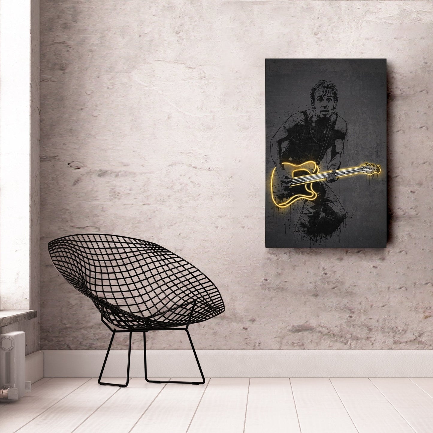 Bruce Springsteen Neon Canvas Art | Music Wall Decor