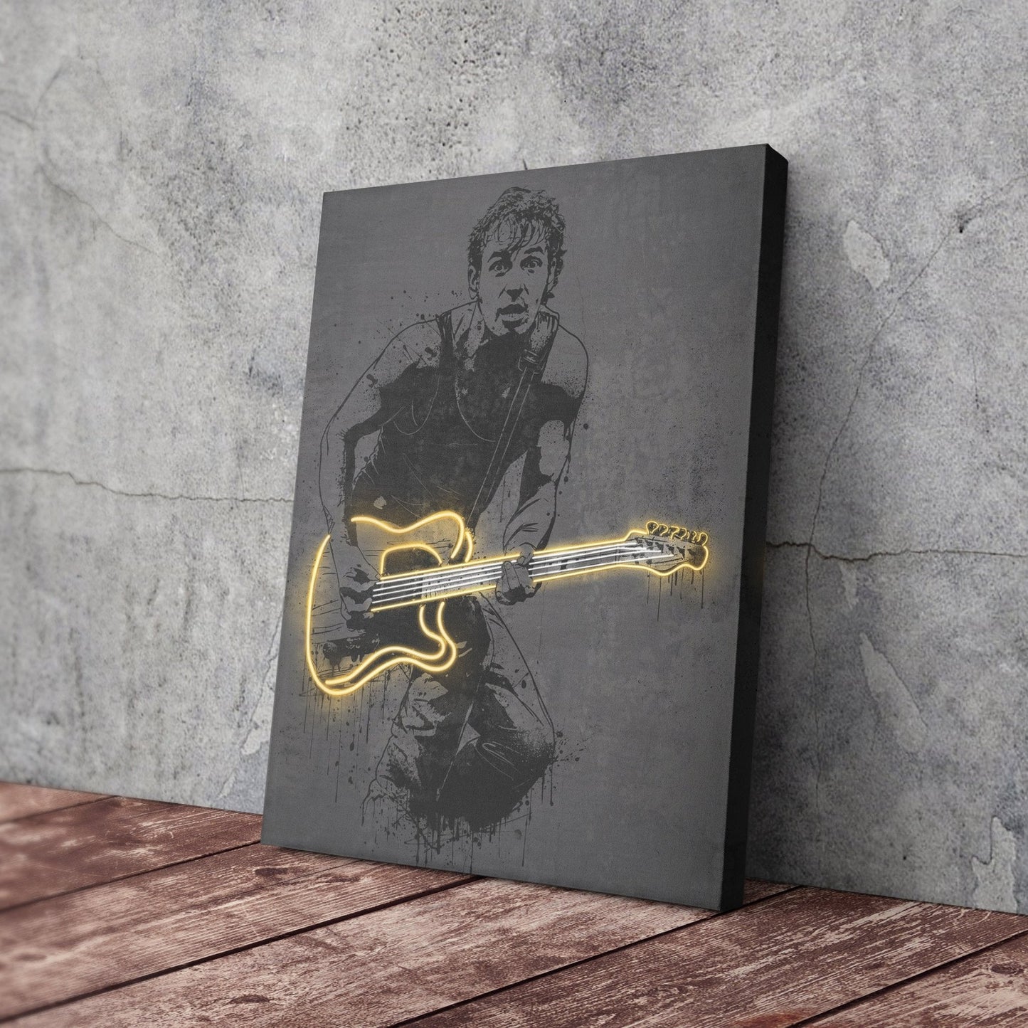 Bruce Springsteen Neon Canvas Art | Music Wall Decor