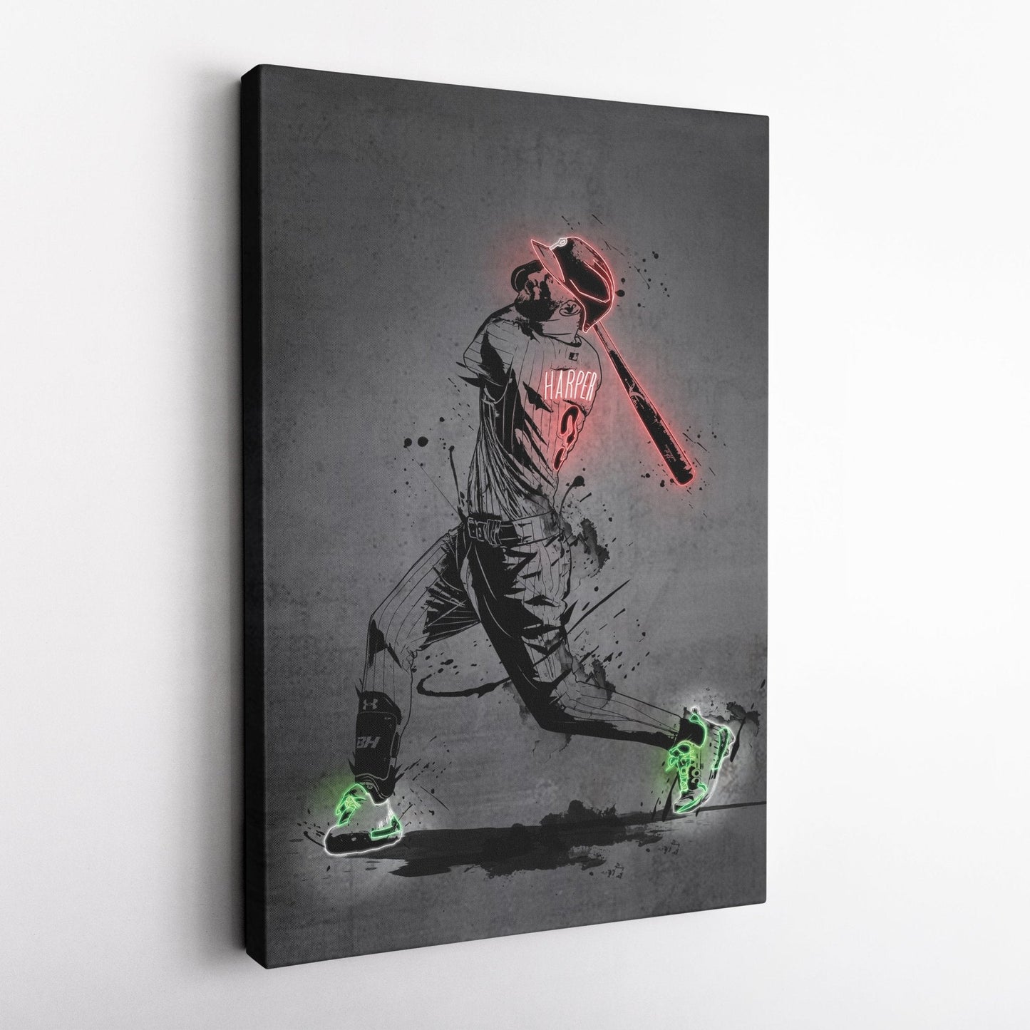 Bryce Harper Neon Canvas Art | Modern Wall Decor for Phillies Fans