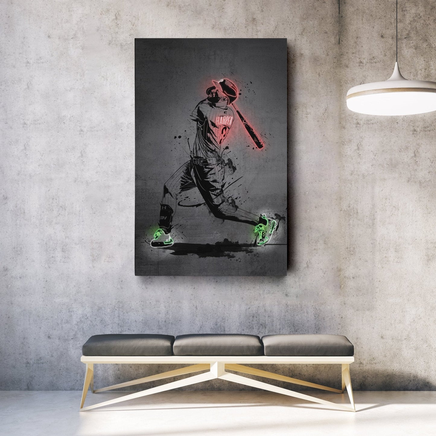 Bryce Harper Neon Canvas Art | Modern Wall Decor for Phillies Fans