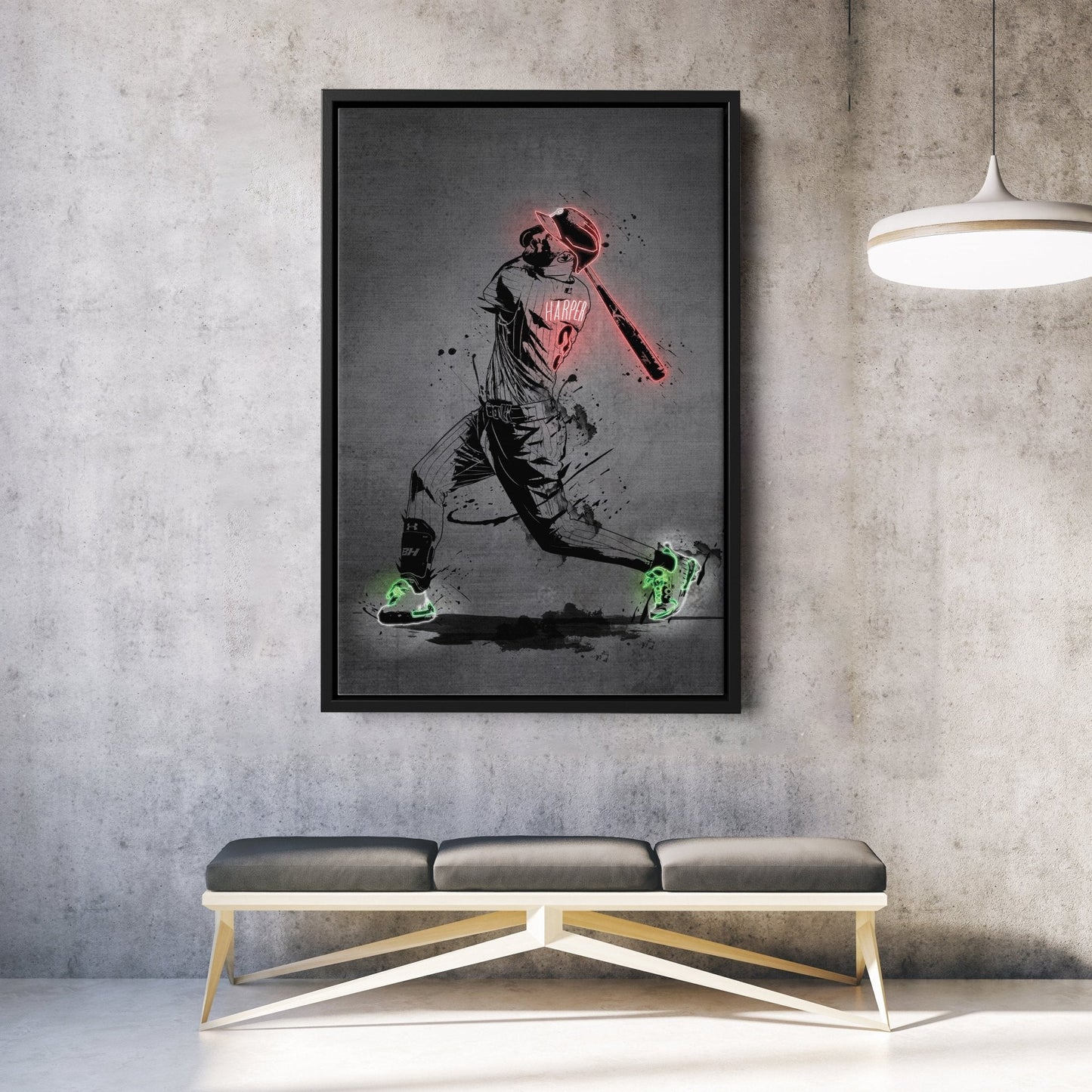 Bryce Harper Neon Canvas Art | Modern Wall Decor for Phillies Fans