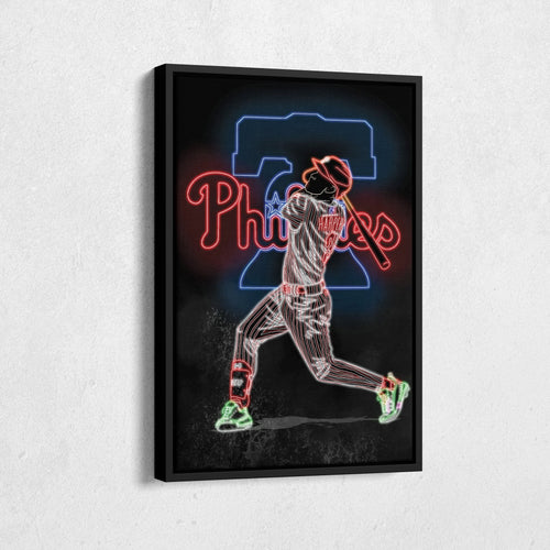 Bryce Harper Neon Canvas Art | Phillies Wall Decor