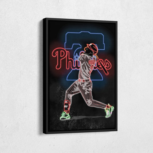 Bryce Harper Neon Canvas Art | Phillies Wall Decor