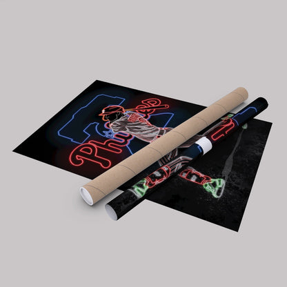 Bryce Harper Neon Canvas Art | Phillies Wall Decor