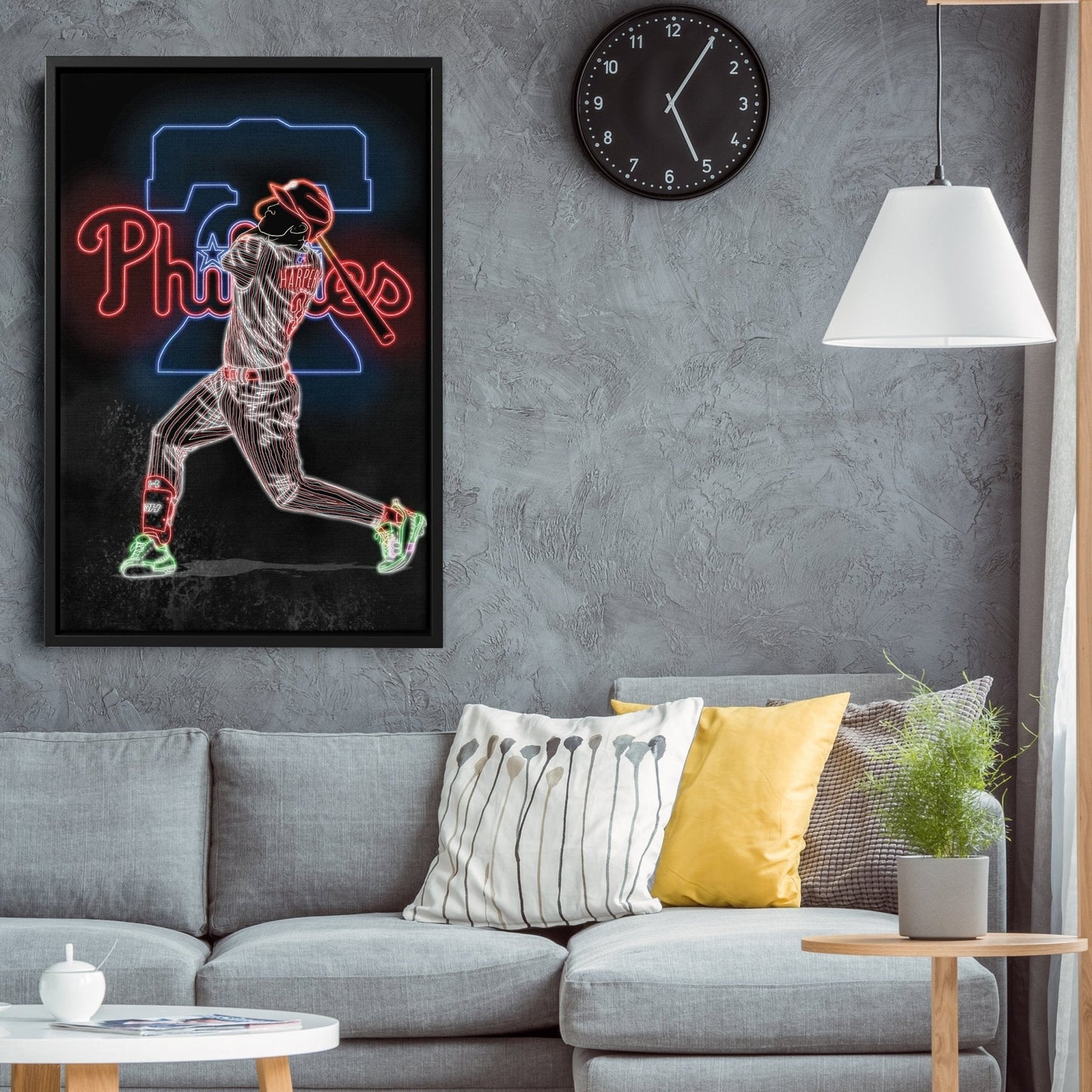 Bryce Harper Neon Canvas Art | Phillies Wall Decor